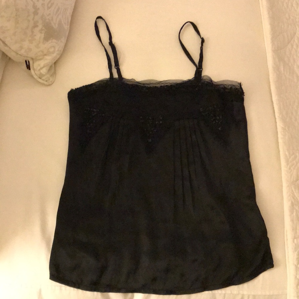 Black silk beaded top